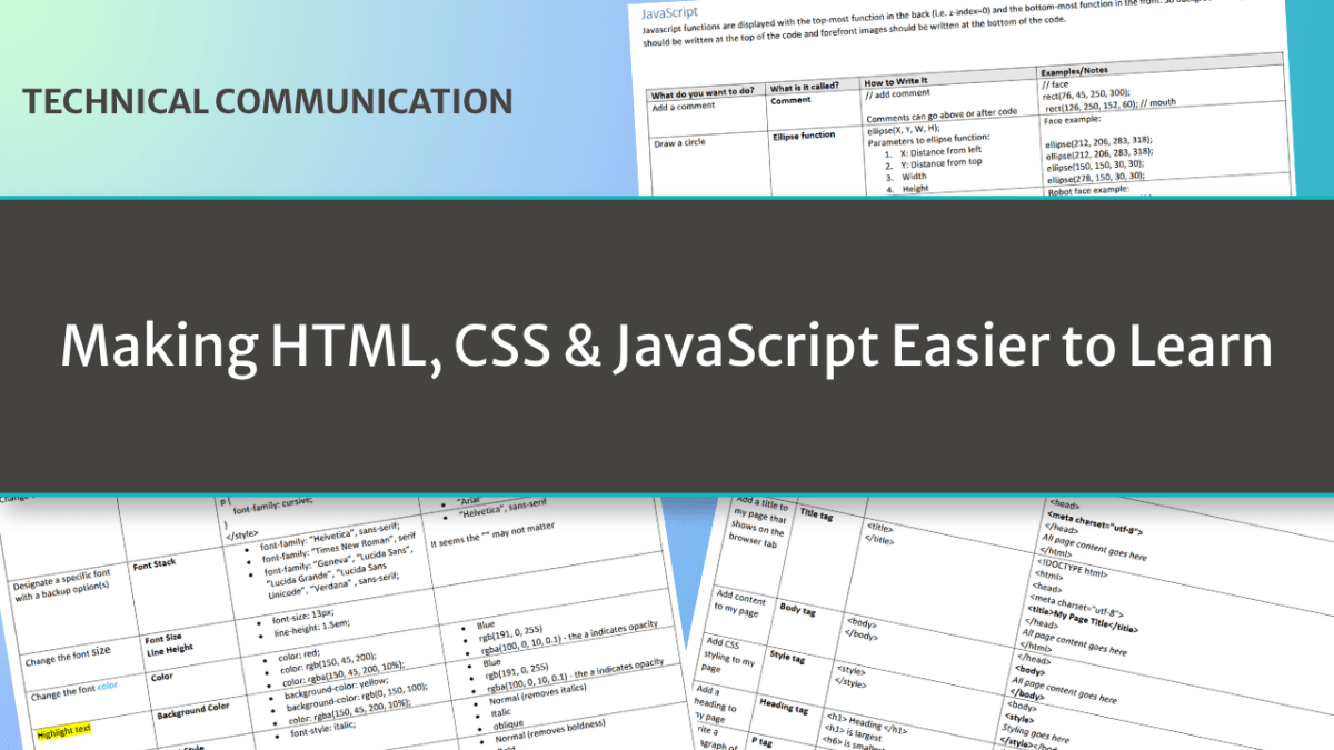 Making HTML, CSS & JavaScript Easier to&nbsp;Learn